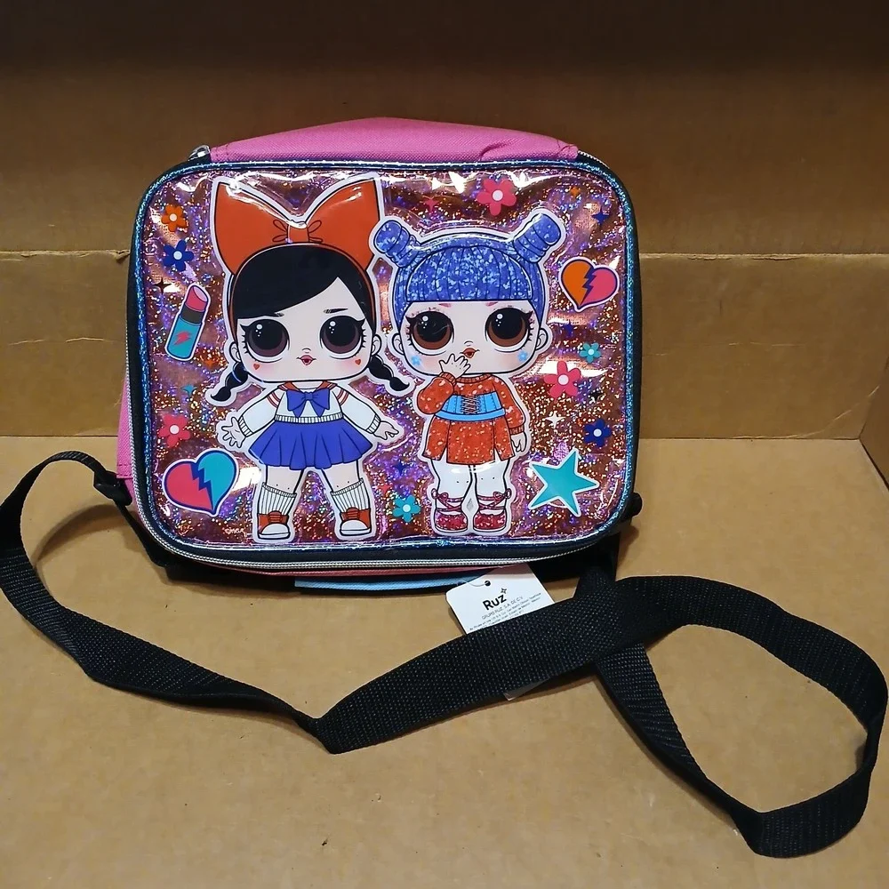 LOL Surprise Insulated Lunch Bag Pink Glitter Girl Characters Shoulder Strap